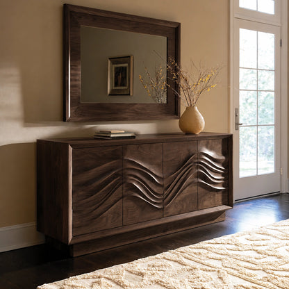 Natural Solid Wood Sideboard with Sculptural Wave Doors – Scandinavian - Arboriswood - 10