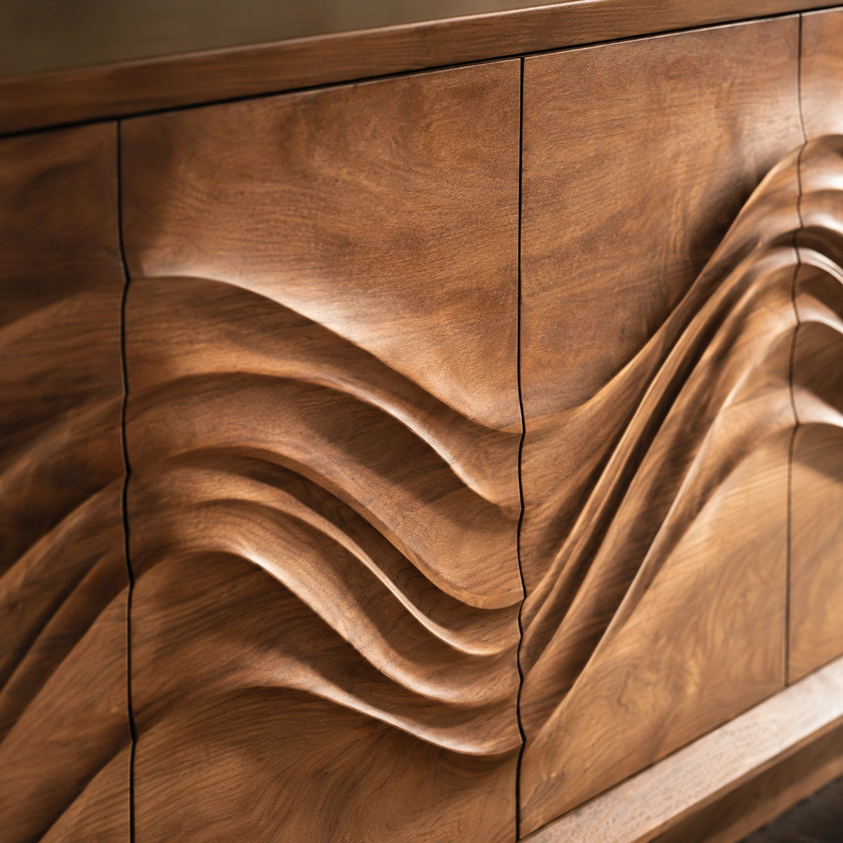 Natural Solid Wood Sideboard with Sculptural Wave Doors – Scandinavian - Arboriswood - 3