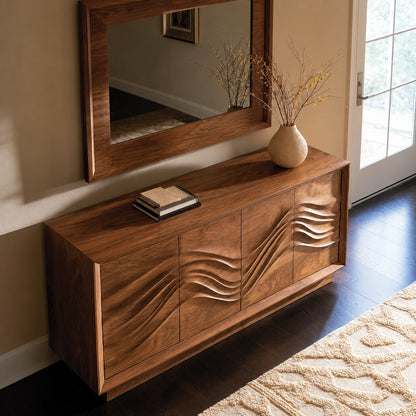 Natural Solid Wood Sideboard with Sculptural Wave Doors – Scandinavian - Arboriswood - 4
