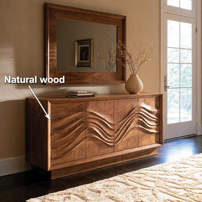 Natural Solid Wood Sideboard with Sculptural Wave Doors – Scandinavian - Arboriswood - 5