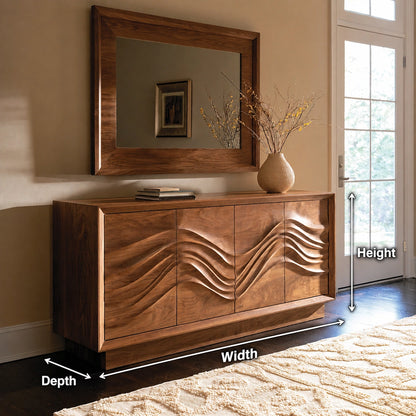 Natural Solid Wood Sideboard with Sculptural Wave Doors – Scandinavian - Arboriswood - 6