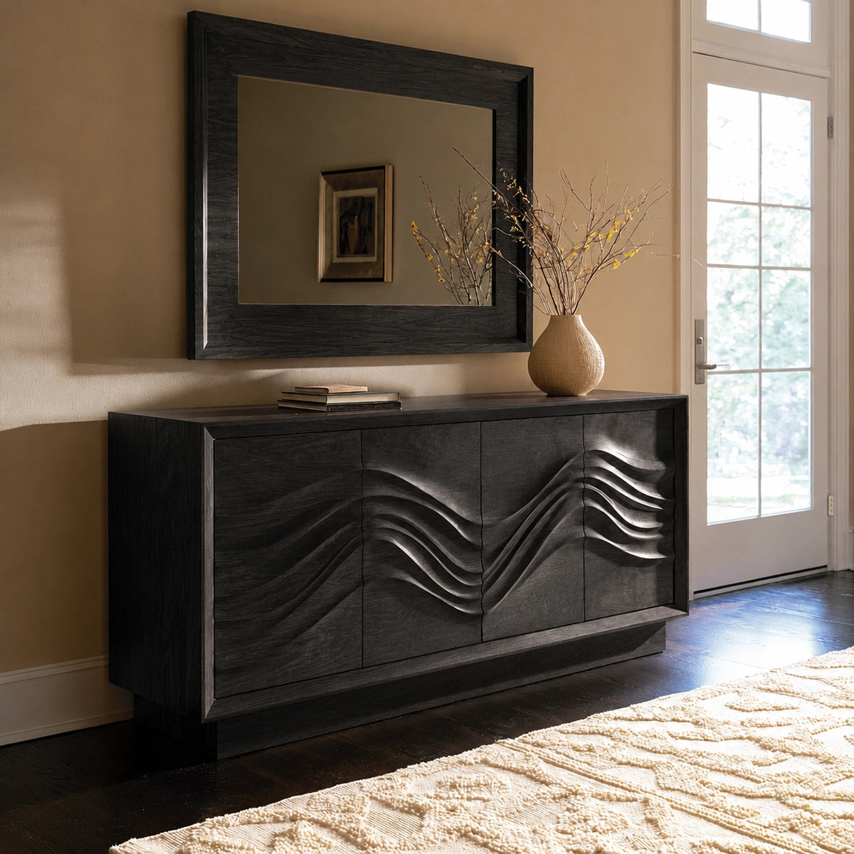 Natural Solid Wood Sideboard with Sculptural Wave Doors – Scandinavian - Arboriswood - 8
