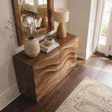 Natural Solid Wood Sideboard with Wave-Carved Cabinet Doors – Minimalist - Arboriswood - 4