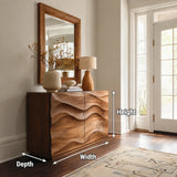 Natural Solid Wood Sideboard with Wave-Carved Cabinet Doors – Minimalist - Arboriswood - 6