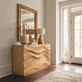 Natural Solid Wood Sideboard with Wave-Carved Cabinet Doors – Minimalist - Arboriswood - 9