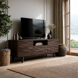 Natural Solid Wood TV Stand with Center Drawer and Side Door Storage - Arboriswood - 7
