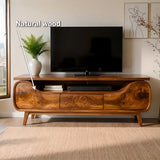 Natural Solid Wood TV Stand with Curved Sculptural Base – Japandi - Arboriswood - 5