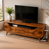 Natural Solid Wood TV Stand with Curved Sculptural Base – Japandi - Arboriswood - 6