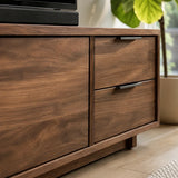 Natural Solid Wood TV Stand with Minimalist Storage Doors – Scandinavian - Arboriswood - 1