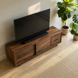 Natural Solid Wood TV Stand with Minimalist Storage Doors – Scandinavian - Arboriswood - 2