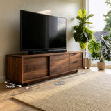 Natural Solid Wood TV Stand with Minimalist Storage Doors – Scandinavian - Arboriswood - 5