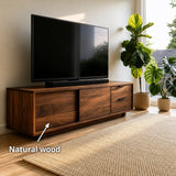 Natural Solid Wood TV Stand with Minimalist Storage Doors – Scandinavian - Arboriswood - 6
