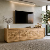 Natural Solid Wood TV Stand with Sculptural Wave Doors – Modern - Arboriswood - 10