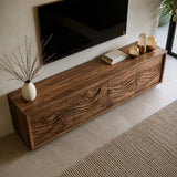 Natural Solid Wood TV Stand with Sculptural Wave Doors – Modern - Arboriswood - 2