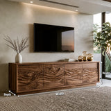 Natural Solid Wood TV Stand with Sculptural Wave Doors – Modern - Arboriswood - 5