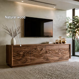 Natural Solid Wood TV Stand with Sculptural Wave Doors – Modern - Arboriswood - 6