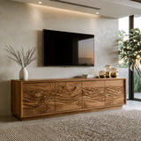 Natural Solid Wood TV Stand with Sculptural Wave Doors – Modern - Arboriswood - 9
