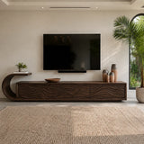 Natural Solid Wood TV Stand with Sculptural Wave Relief Doors – Japandi - Arboriswood - 10