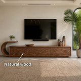 Natural Solid Wood TV Stand with Sculptural Wave Relief Doors – Japandi - Arboriswood - 6