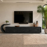 Natural Solid Wood TV Stand with Sculptural Wave Relief Doors – Japandi - Arboriswood - 8