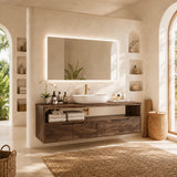 Natural Solid Wood Vanity With Broad Floating Form and Layered Profile - Arboriswood - 7