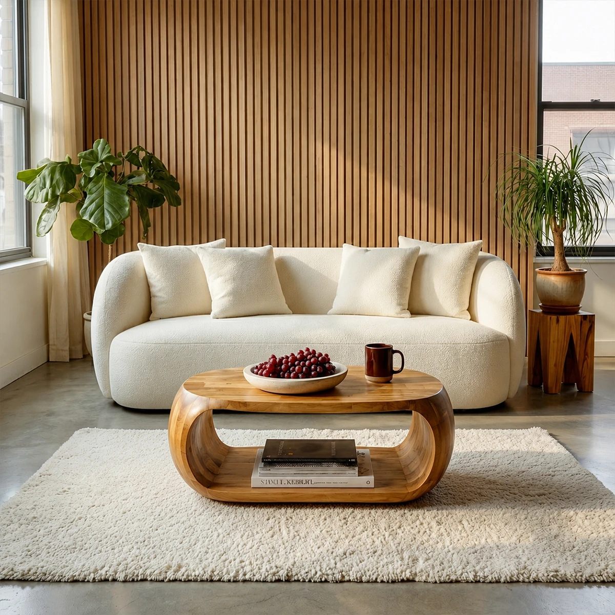 Natural Wood Coffee Table with Open Shelf – Modern Center Table for Easy Access Storage - ArborisWood - 11
