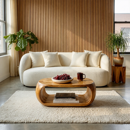 Natural Wood Coffee Table with Open Shelf – Modern Center Table for Easy Access Storage - ArborisWood - 11