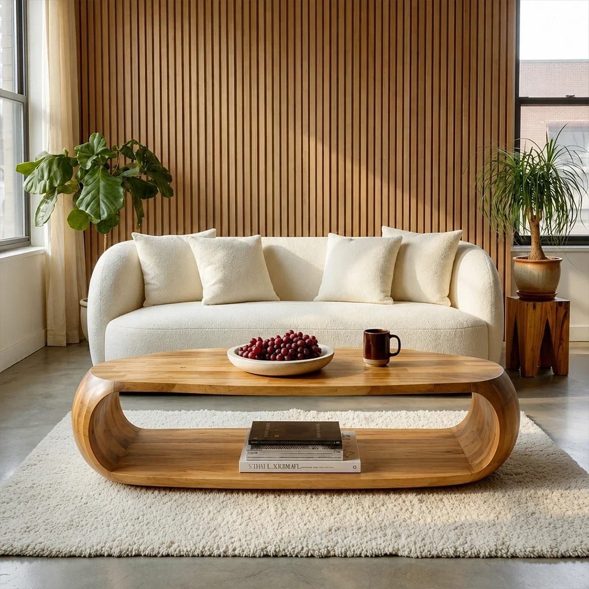 Natural Wood Coffee Table with Open Shelf – Modern Center Table for Easy Access Storage - Arboriswood - 12