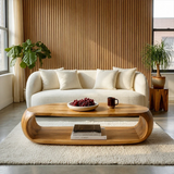 Natural Wood Coffee Table with Open Shelf – Modern Center Table for Easy Access Storage - Arboriswood - 12