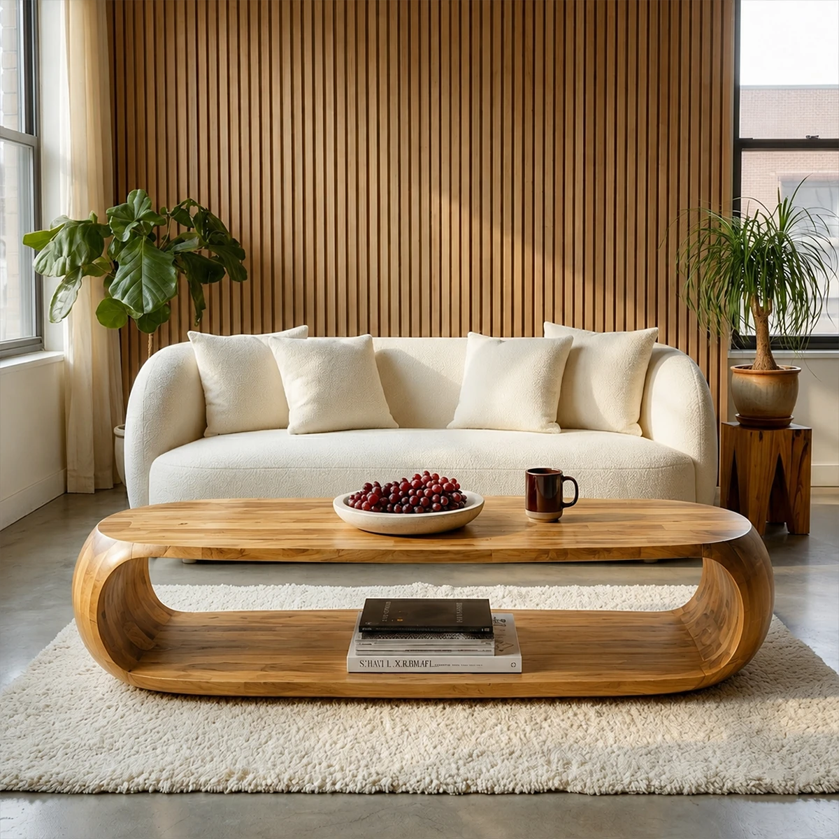 Natural Wood Coffee Table with Open Shelf – Modern Center Table for Easy Access Storage - ArborisWood - 13