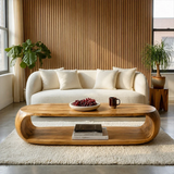 Natural Wood Coffee Table with Open Shelf – Modern Center Table for Easy Access Storage - Arboriswood - 13