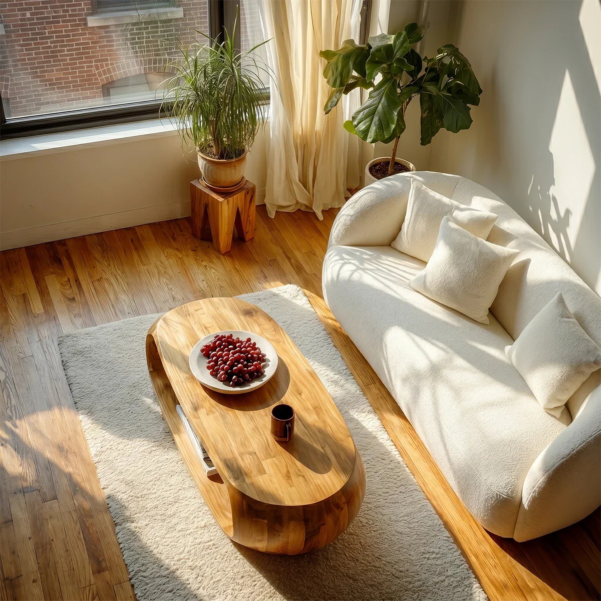 Natural Wood Coffee Table with Open Shelf – Modern Center Table for Easy Access Storage - ArborisWood - 5