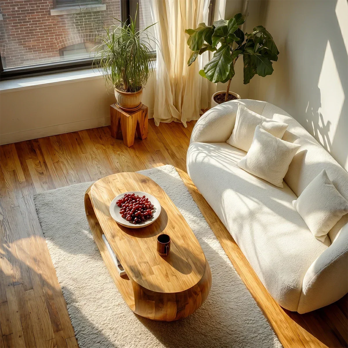 Natural Wood Coffee Table with Open Shelf – Modern Center Table for Easy Access Storage - Arboriswood - 5