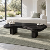 Natural Wood Coffee Table with Pebble-Form Slab Top on Twin Inset Block Plinths - Arboriswood - 10