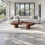 Natural Wood Coffee Table with Pebble-Form Slab Top on Twin Inset Block Plinths - Arboriswood - 3