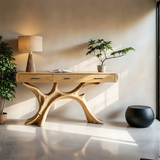 Natural Wood Console Table with Drawers and Sculptural Base for Decor Styling - Arboriswood - 7