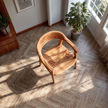 Natural Wood Dining Chair with Curved Back and Armrest for Daily Comfort - ArborisWood - 4
