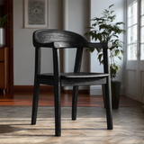 Natural Wood Dining Chair with Curved Back and Armrest for Daily Comfort - ArborisWood - 7