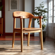 Natural Wood Dining Chair with Curved Back and Armrest for Daily Comfort - ArborisWood
