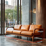 Natural Wood Frame Sofa with Curved Armrest and Cushioned Seating for Living Room - ArborisWood - 10