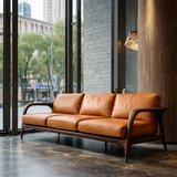 Natural Wood Frame Sofa with Curved Armrest and Cushioned Seating for Living Room - ArborisWood - 6
