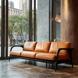 Natural Wood Frame Sofa with Curved Armrest and Cushioned Seating for Living Room - ArborisWood - 8