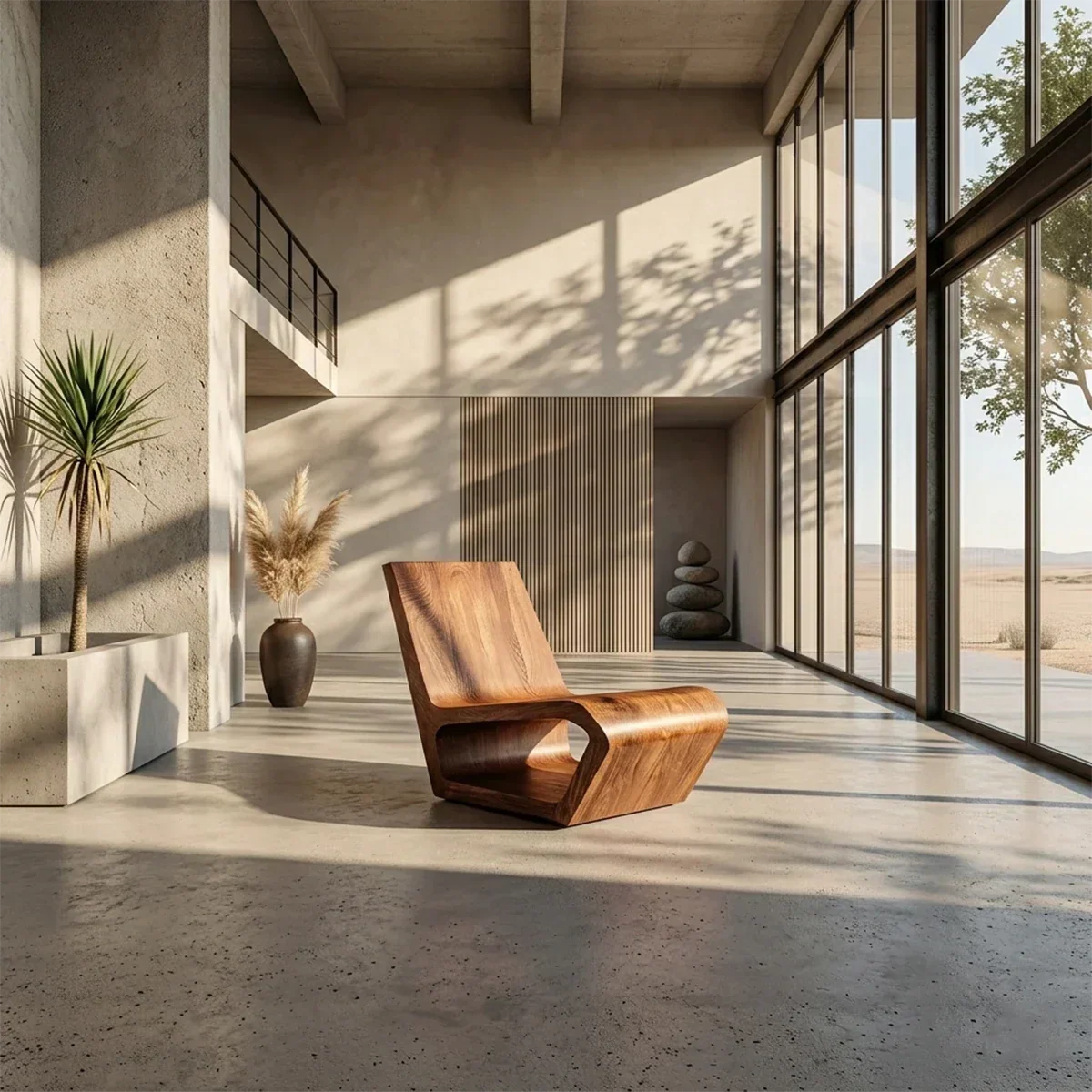 Natural Wood Lounge Chair with Sculptural Form and Low Profile Seating Design - Arboriswood - 2
