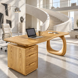 Designed around a broad worktop, this office desk offers storage for focused daily tasks