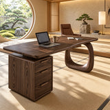 Built in drawers make this workstation desk efficient without losing its sculptural appeal
