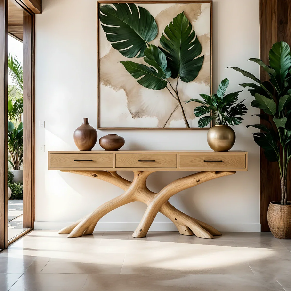 Organic Branch Base Console Table in Natural Solid Wood for Entryway - ArborisWood - 8