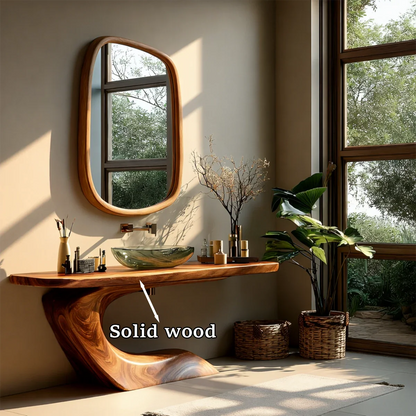 Organic Curve Bathroom Vanity Natural Solid Wood Sculptural Base - ArborisWood - 9