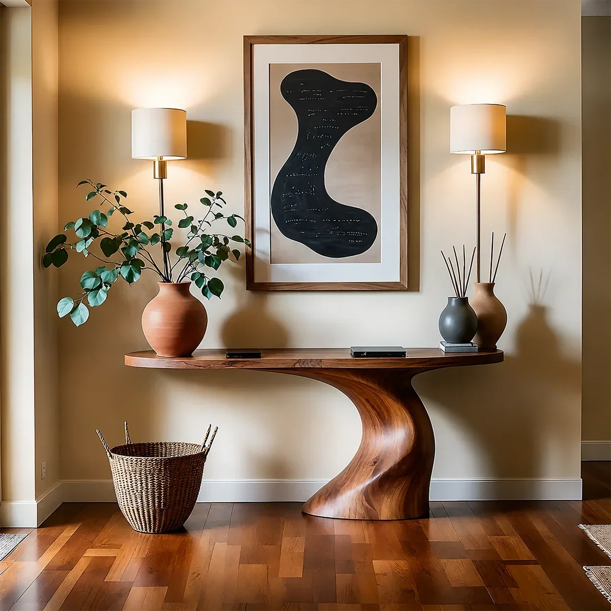 Organic Curve Console Table in Natural Solid Wood for Entryway - ArborisWood - 13