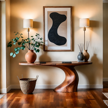 Organic Curve Console Table in Natural Solid Wood for Entryway - ArborisWood - 14