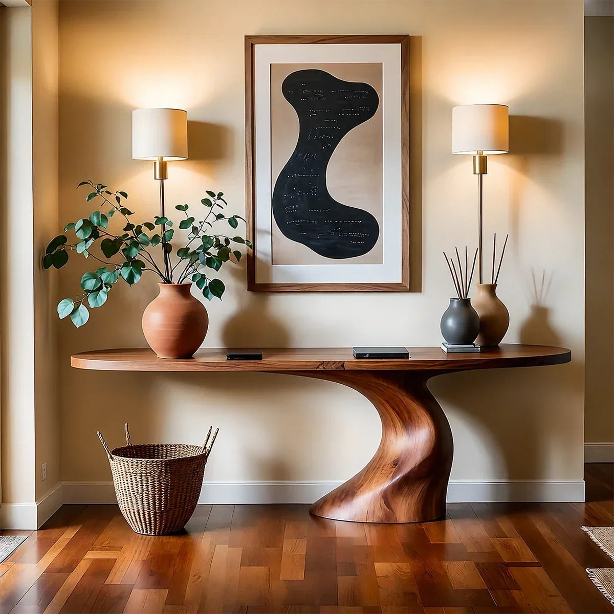 Organic Curve Console Table in Natural Solid Wood for Entryway - ArborisWood - 15